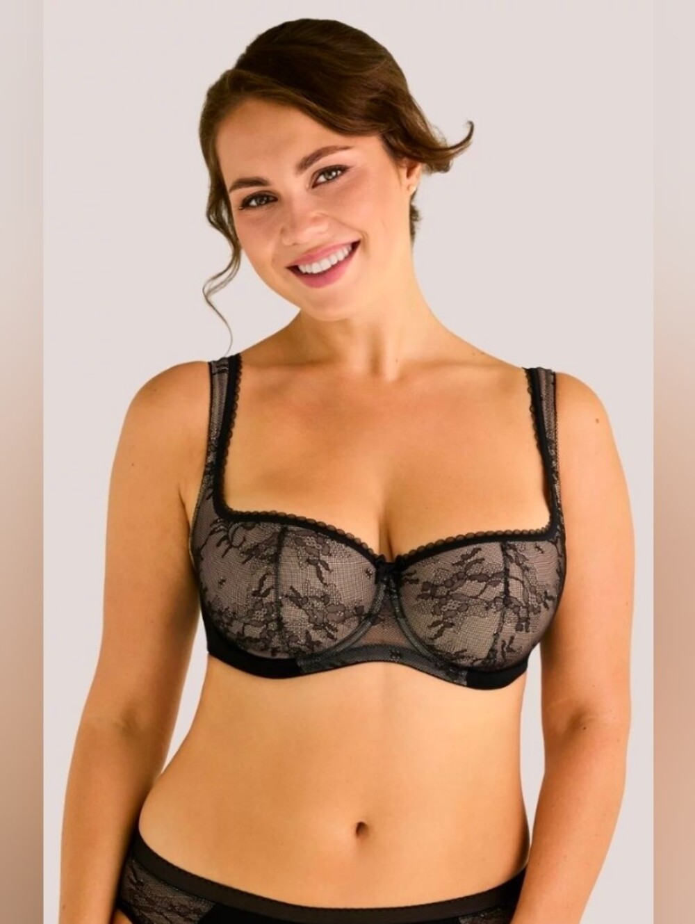 Rosme 638718 Black Mesh Underwire Balconette Bra Size 38D NWT